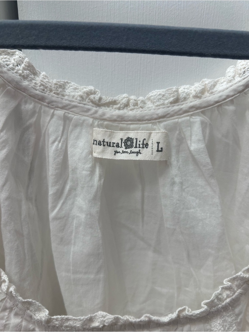NATURAL LIFE Sweet Nothings Peasant Blouse Cotton Large Puff Sleeve Embroidered - Picture 6 of 13